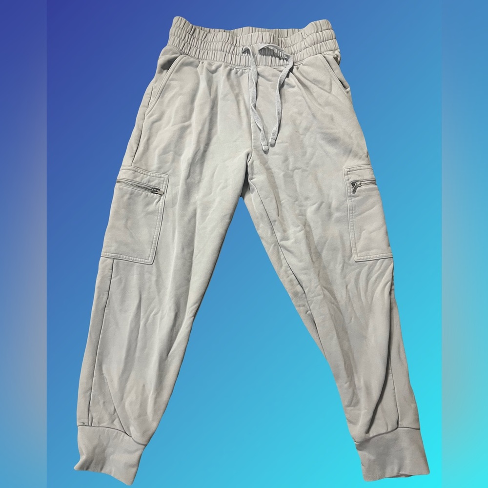 Fabletics comfy gray joggers with zippers